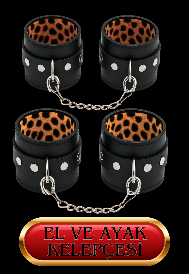 8 Parça Fantazi Seti | Leopar Peluş İç Yüzeyli Kelepçe, Maske, Kırbaç ve Aksesuarlar