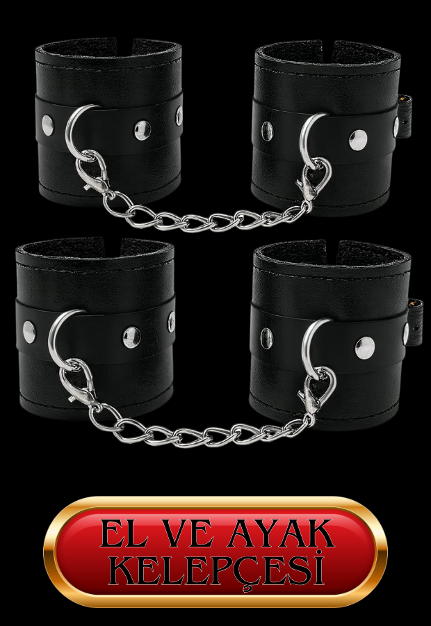 8 Parça Fantazi Seti | Siyah Peluş Kelepçe, Zincirli   Maske, Kırbaç ve Aksesuarlar