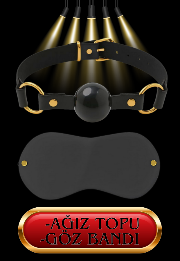 8 Parça Fantazi Seti | Gold Detaylı Peluş Kelepçe, Zincirli   Maske, Kırbaç ve Aksesuarlar