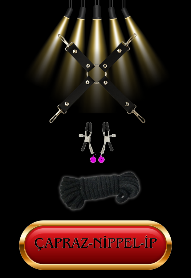 10 Parça Fantazi Seti | Peluş Kelepçe, Zincirli   Maske, Paddle, İp ve Aksesuarlar