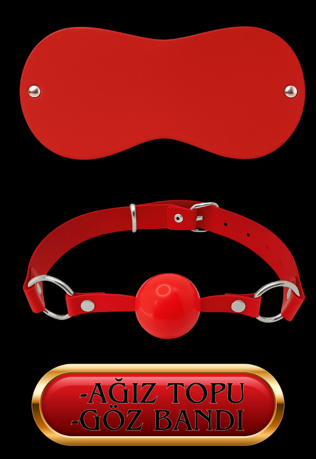 10 Parça Fantazi Seti | Kırmızı Peluş Kelepçe, Zincirli   Maske, Paddle, İp ve Aksesuarlar