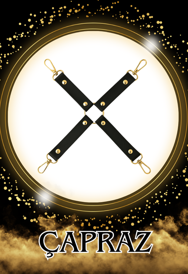 8 Parça Fantazi Seti | Gold Simli Peluş Kelepçe, Zincirli   Maske, Kırbaç ve Aksesuarlar