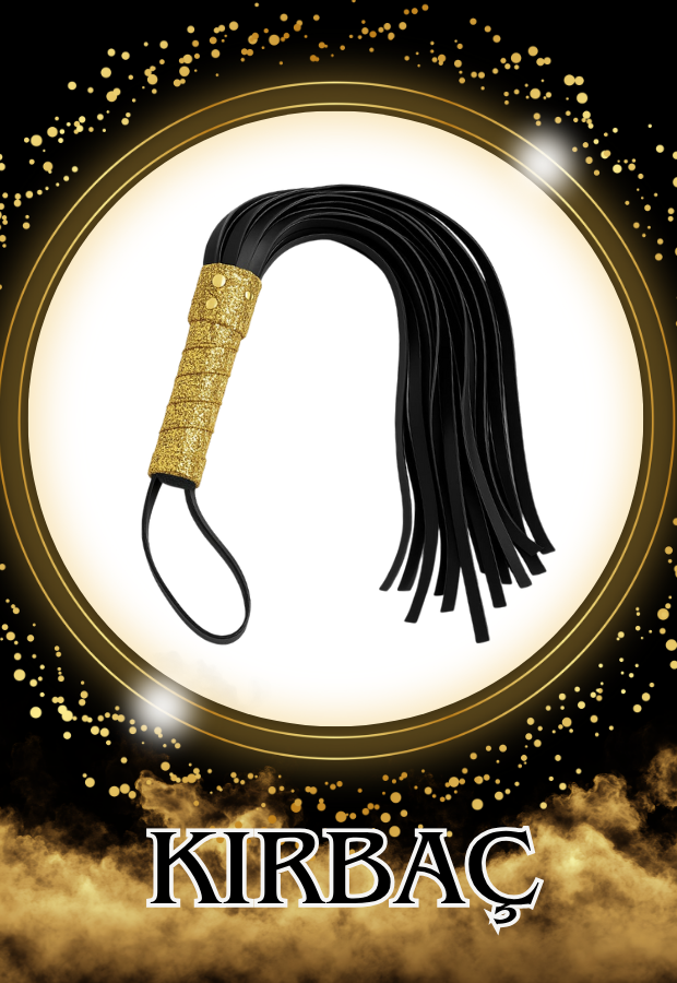 8 Parça Fantazi Seti | Gold Simli Peluş Kelepçe, Zincirli   Maske, Kırbaç ve Aksesuarlar