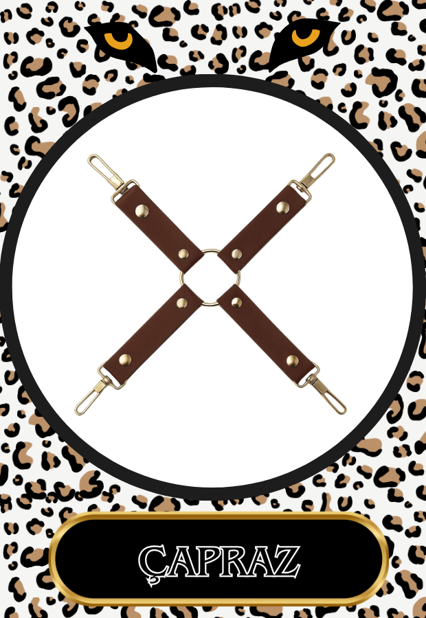 8 Parça Fantazi Seti | Leopar Peluş Detaylı Kelepçe, Zincirli   Maske, Kırbaç ve Aksesuarlar