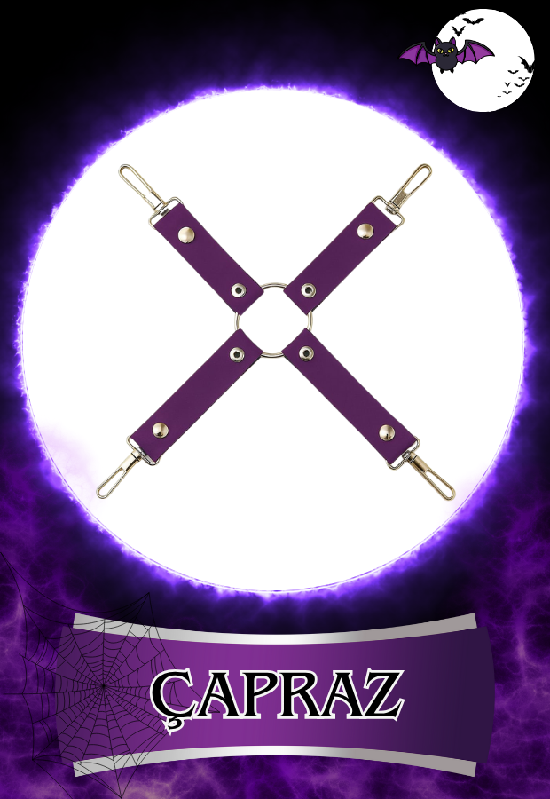 8 Parça Fantazi Seti | Mor Peluş Detaylı Kelepçe, Zincirli   Maske, Kırbaç ve Aksesuarlar