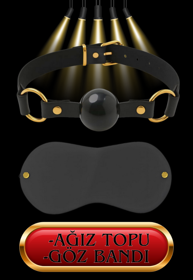 10 Parça Fantazi Seti | Gold Detaylı Peluş Kelepçe, Zincirli   Maske, Kırbaç ve Aksesuarlar