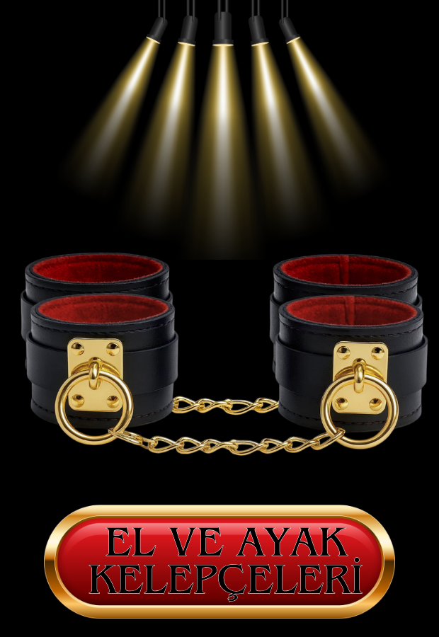 10 Parça Fantazi Seti | Gold Detaylı Peluş Kelepçe, Zincirli   Maske, Kırbaç ve Aksesuarlar