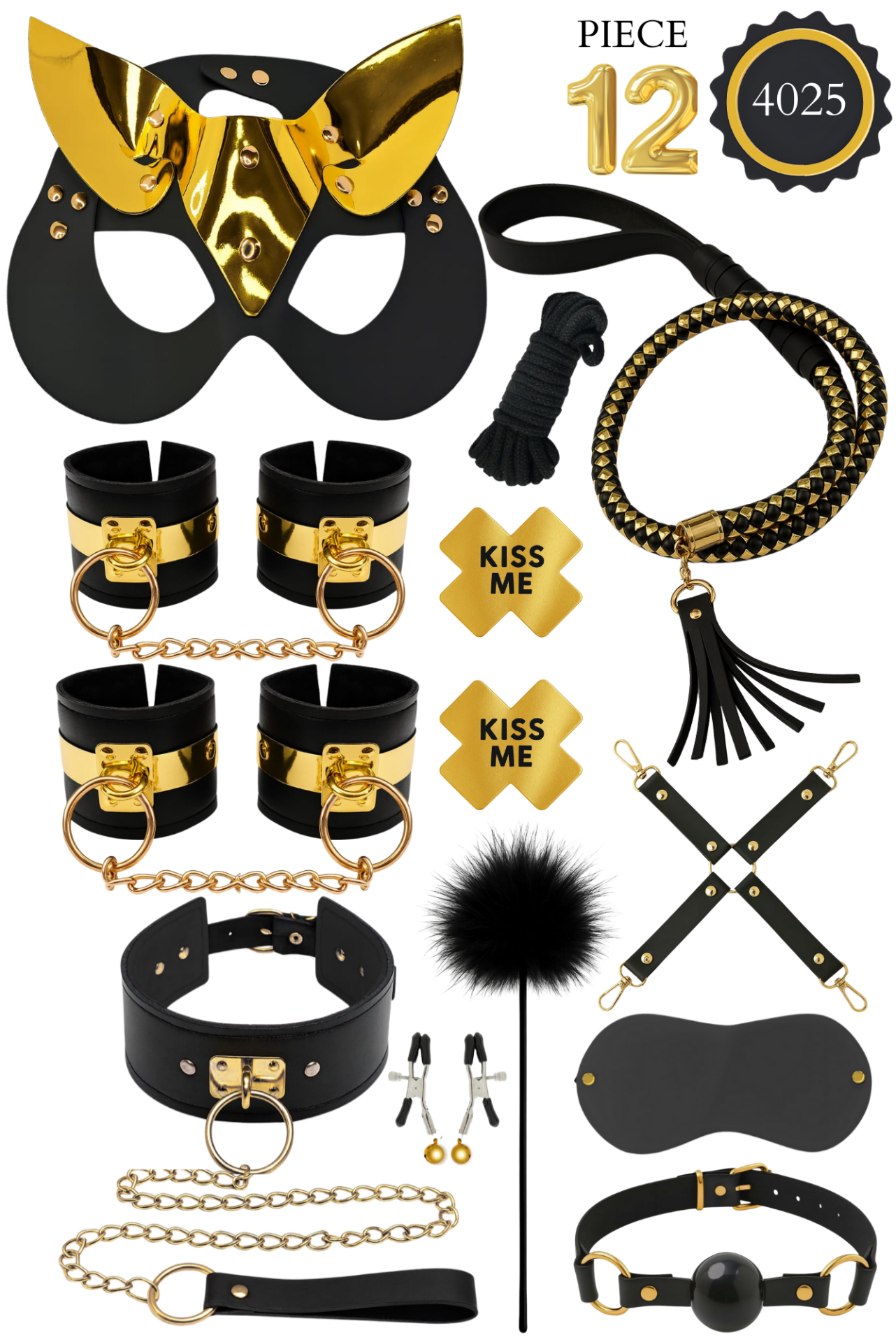 12 Parça Premium Fantezi Aksesuar Seti Maske Tasma Kelepçe