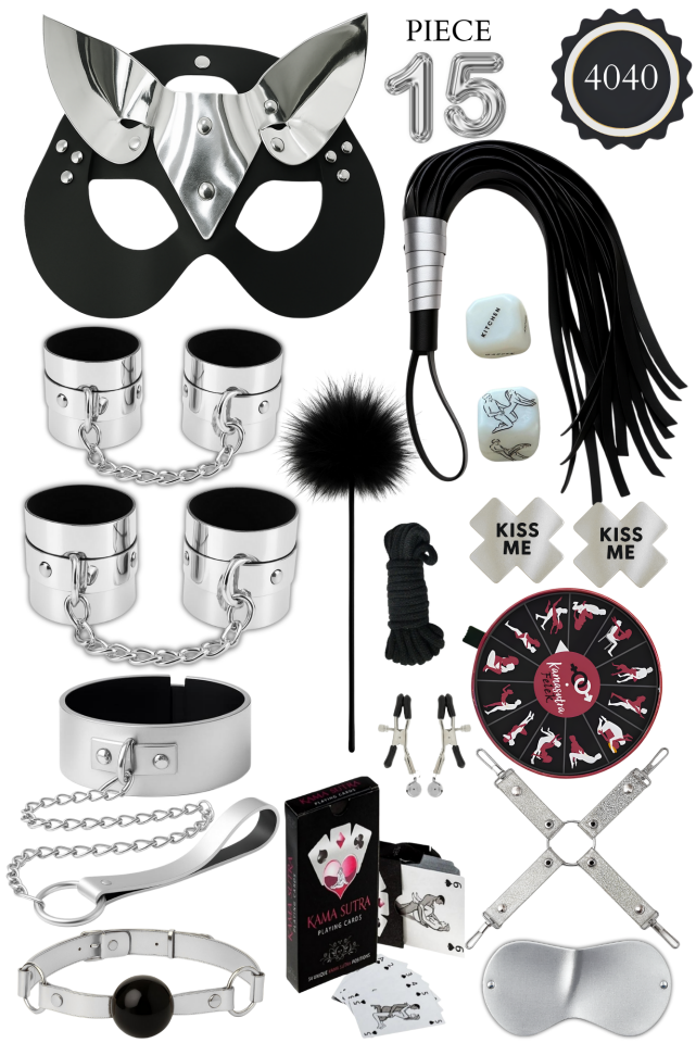 15 Parça Fantazi Aksesuar Seti – Maske, Kelepçe vb.