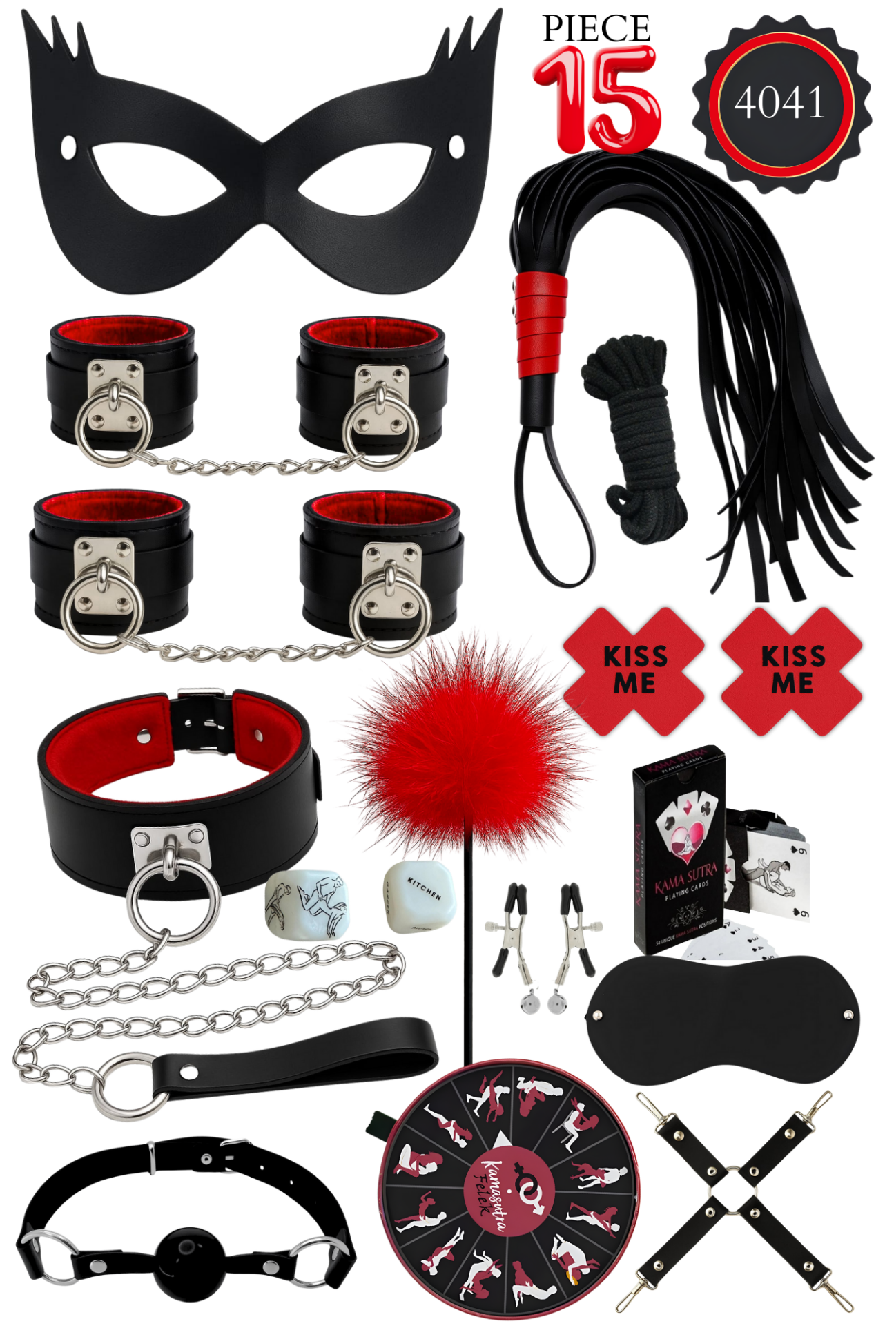 15 Parça Fantazi Aksesuar Seti – Maske, Kelepçe vb.