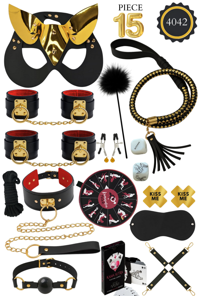 15 Parça Fantazi Aksesuar Seti – Maske, Kelepçe vb.