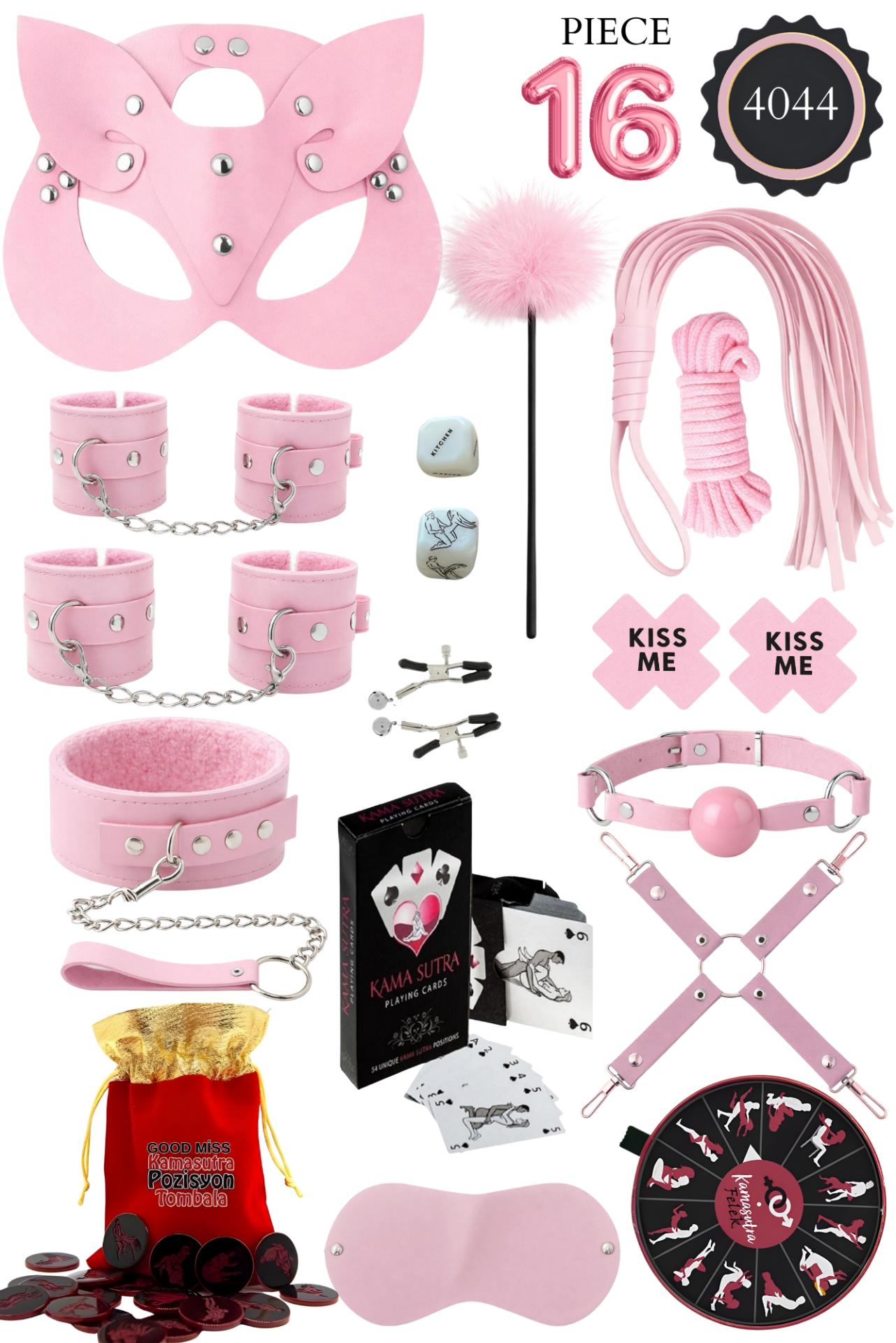 16 Parça Fantazi Aksesuar Seti – Maske, Kelepçe vb.