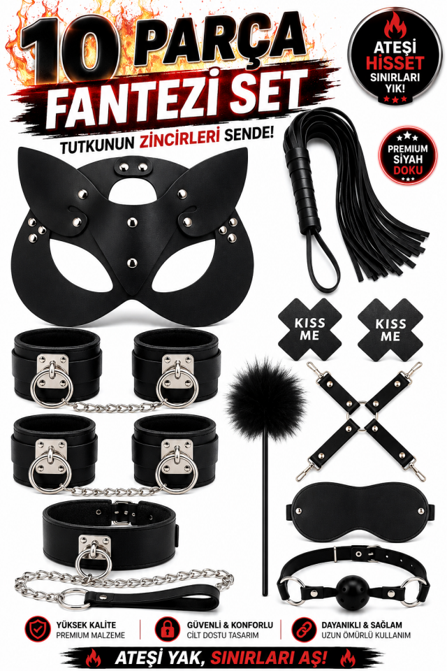 Siyah Fantazi BDSM Aksesuar Seti