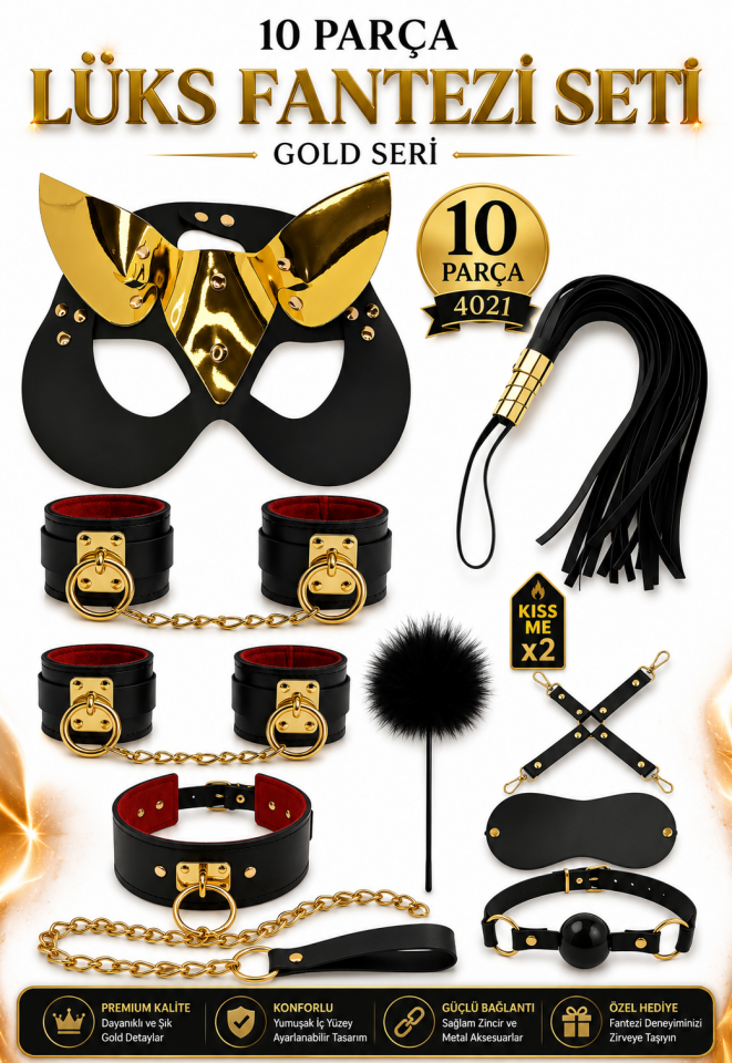 10 Parça Siyah Gold Fantazi Set