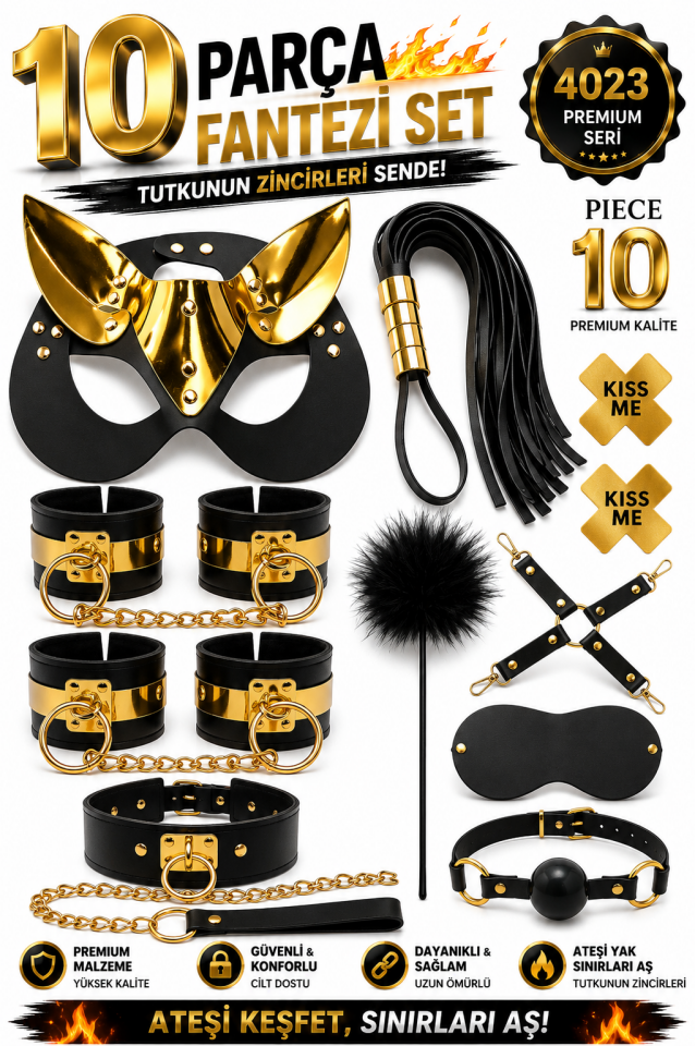 10 Parça Siyah Altın Fantazi Set
