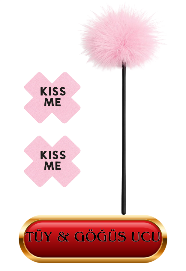 Pembe Tüylü Kiss Me Göğüs Ucu Seti