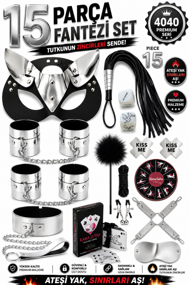 Siyah Gümüş 15 Parça Fantazi Set