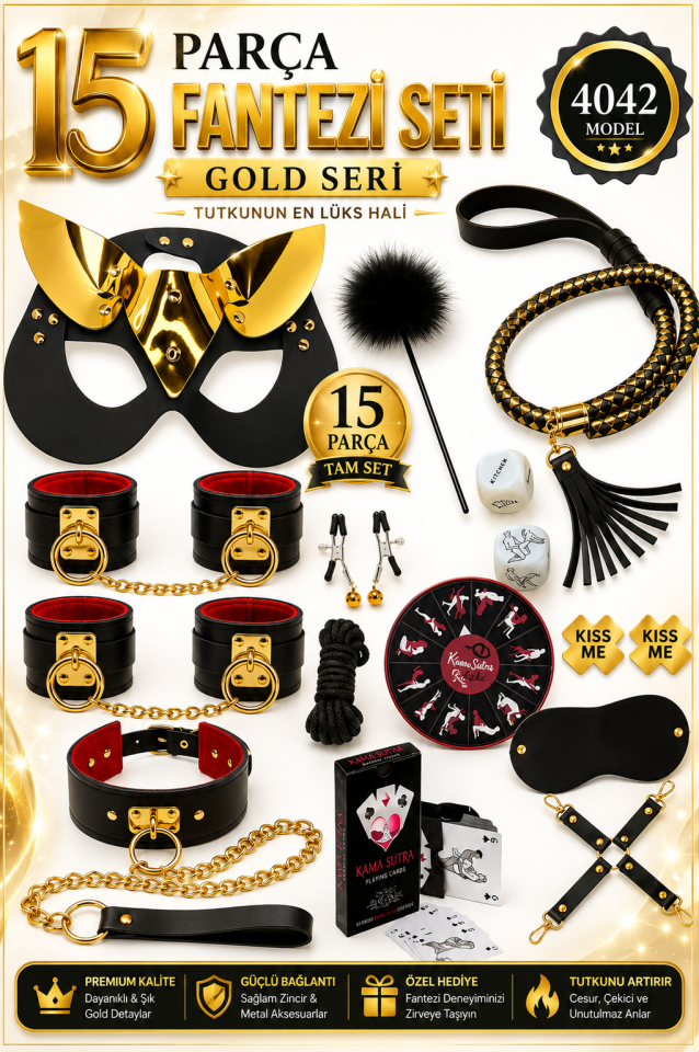 15 Parça Siyah Altın Fantazi Set
