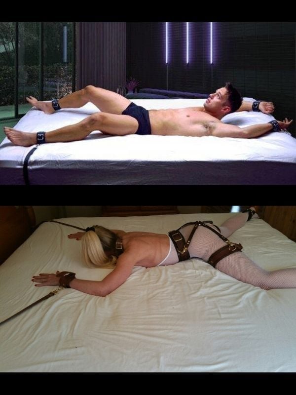 Deri Kelepçeli BDSM Body Harness Seti