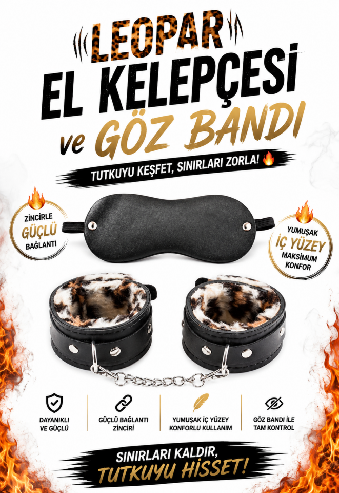 Lüks Siyah Deri Ayak Bilek Kelepçesi