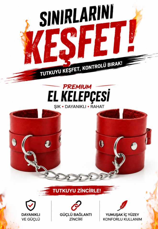 Kırmızı Deri Zincirli Body Harness Seti