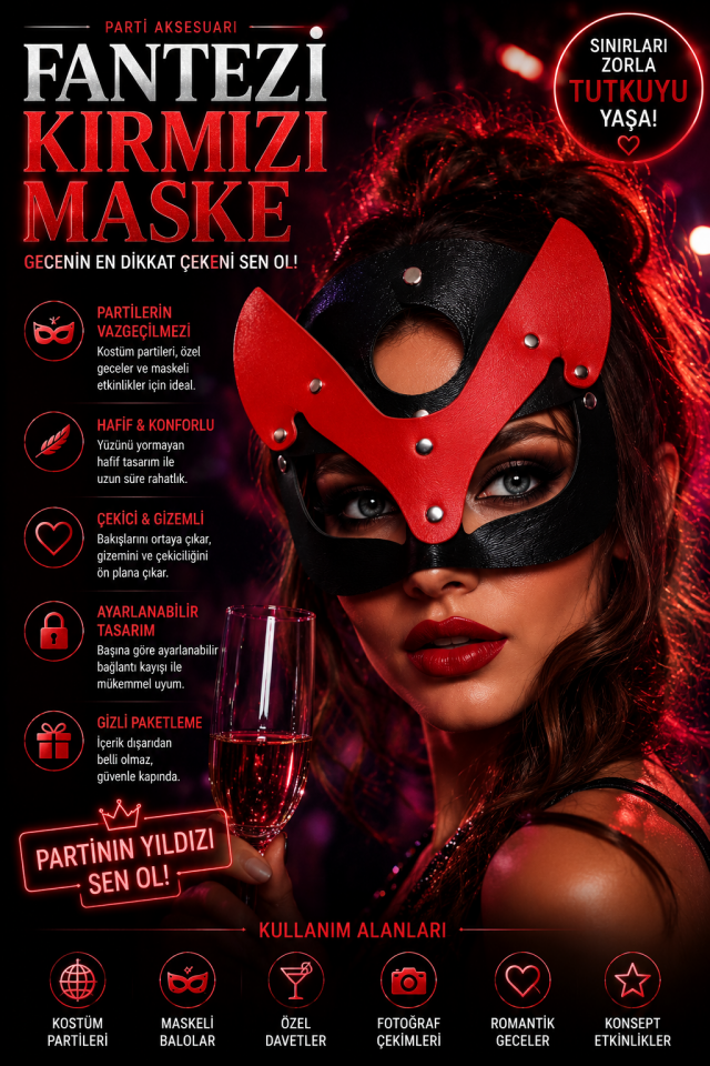 Kırmızı Siyah Fantazi Maske