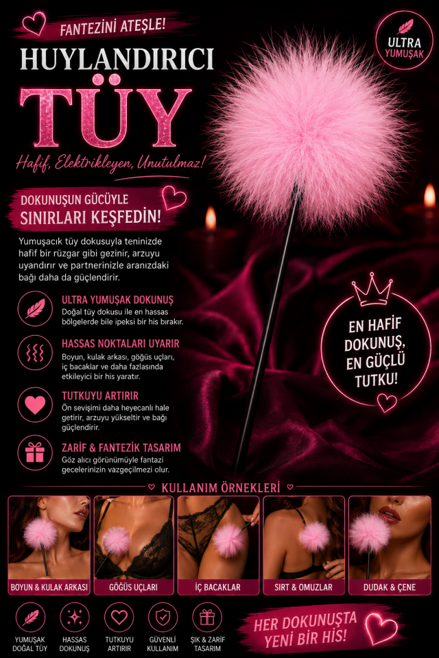 Pembe Tüylü Fantazi Huylandırıcı Tüy Çubuğu