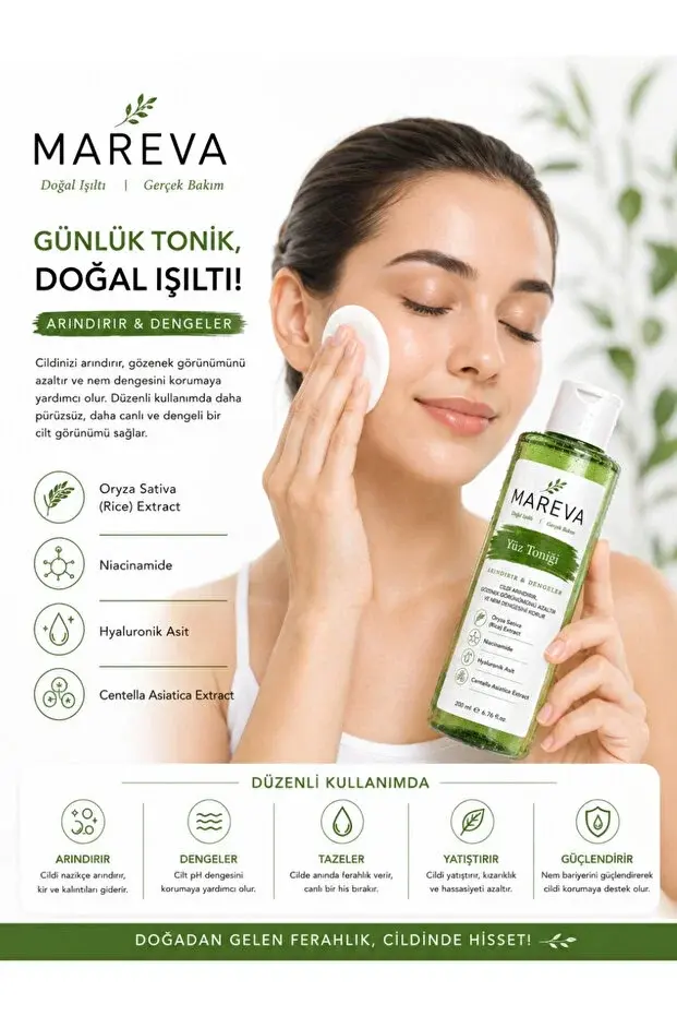Yüz Toniği Niacinamide Hyaluronik Asit Centella Rice Extract Cilt Temizleyici 200 ml