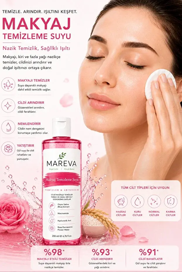Makyaj Temizleme Suyu Niacinamide Hyaluronik Asit Rice Extract Temizleyici 200 ml