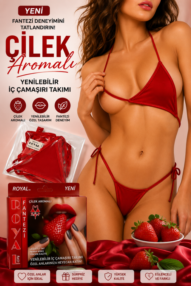 ROYAL Çilek Aromalı Yenilebilir Fantezi İç Çamaşırı Takımı