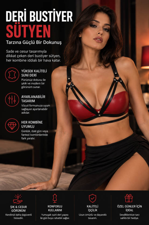 Siyah Harness Detaylı Ayarlanabilir Tasarım